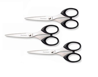 Hygloss Precision™ 6.25" Light Duty Scissors, 3 Pairs Scissors, for Crafts, Scrapbooking, Classroom, Teachers, Back To School Scissors