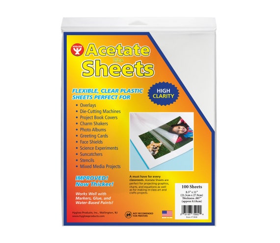 Acetate-like Plastic Sheets Clear Transparencies for Overhead Projectors,  Stencils, Cricut, Crafts, Shaker Cards 7 Mil Thick 