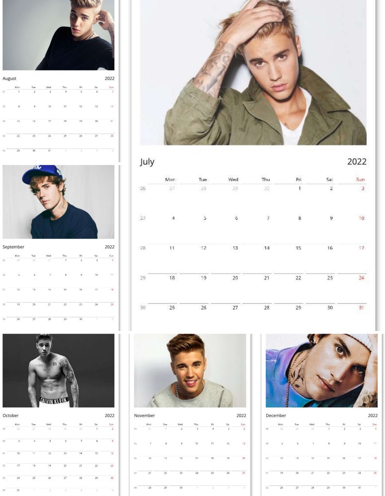 Justin Bieber / A4 Wall Calendars 2022 Etsy