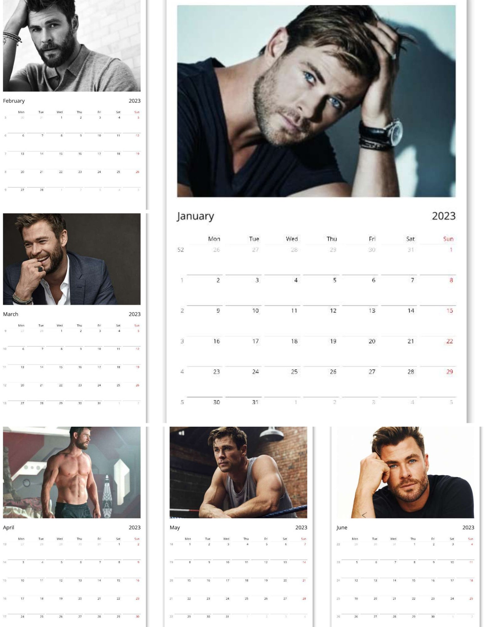 Chris Hemsworth Thor Wall Calendars 2023 Large Wall Etsy