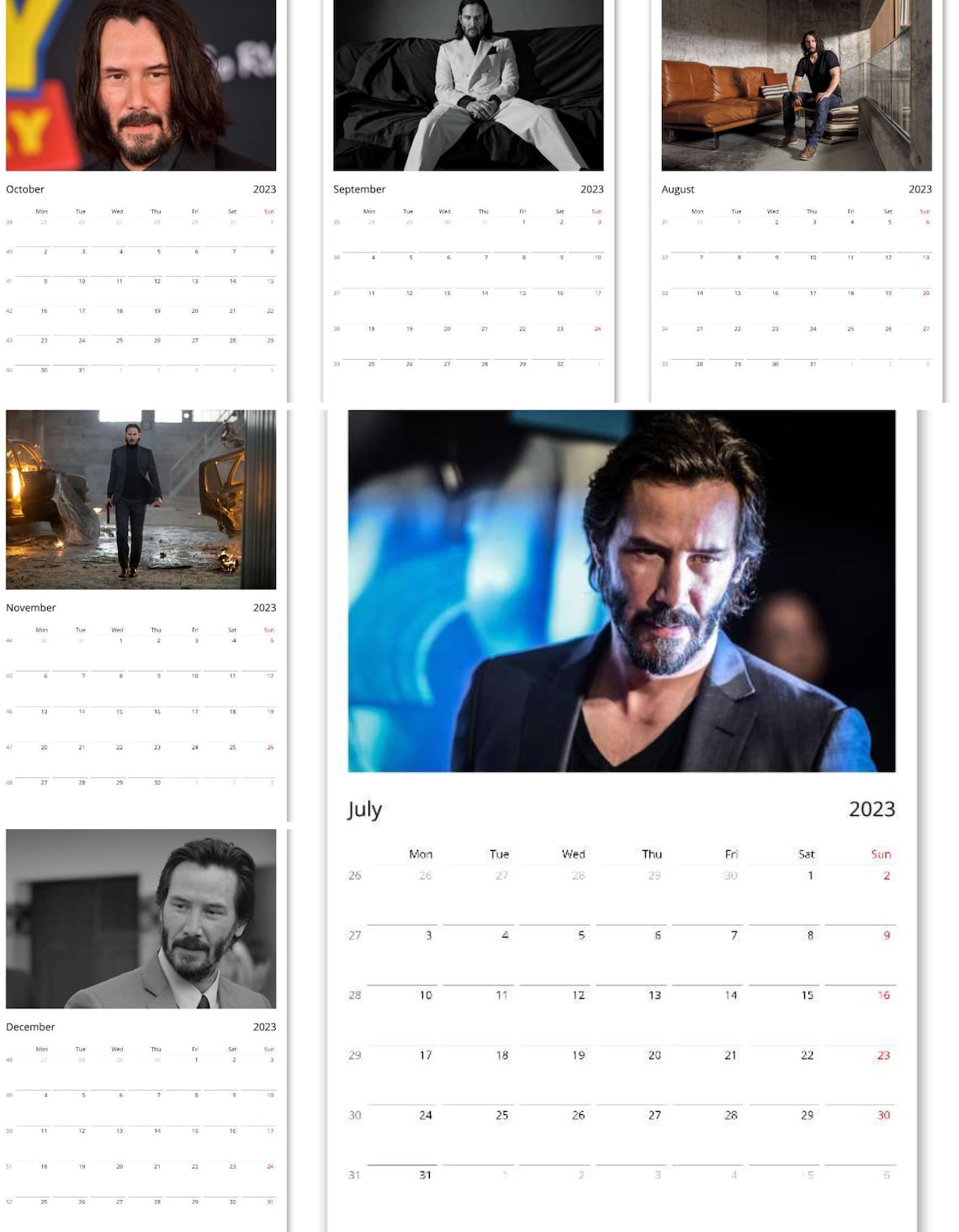 Keanu Reeves 2023 Wall Calendar Keanu Reeves Merch Photobook Etsy