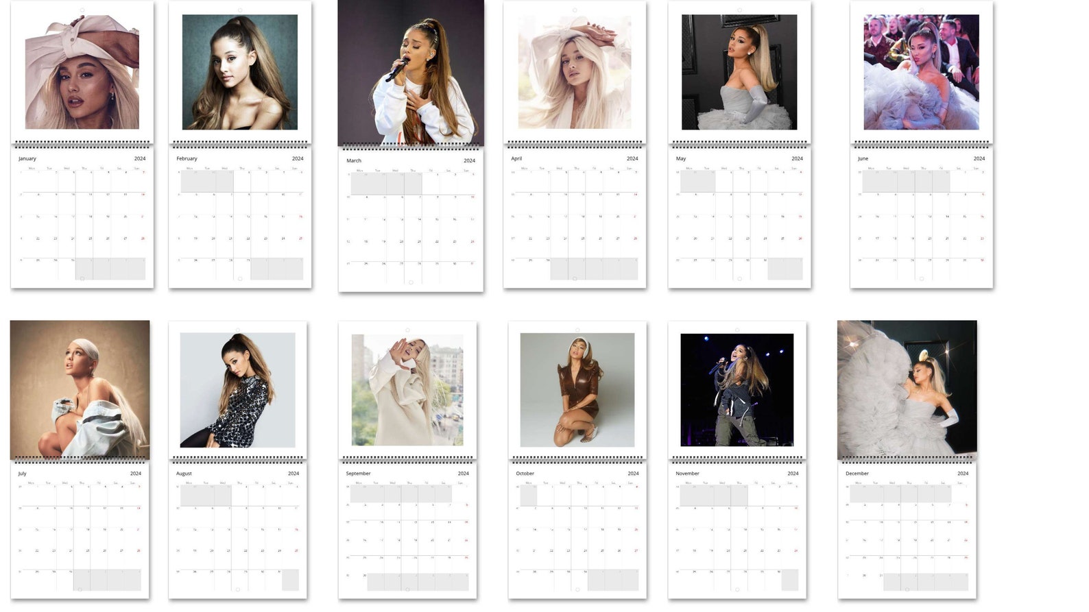 Ariana Grande Calendar 2024 Wall Calendar 2024 Celebrity Etsy Ireland