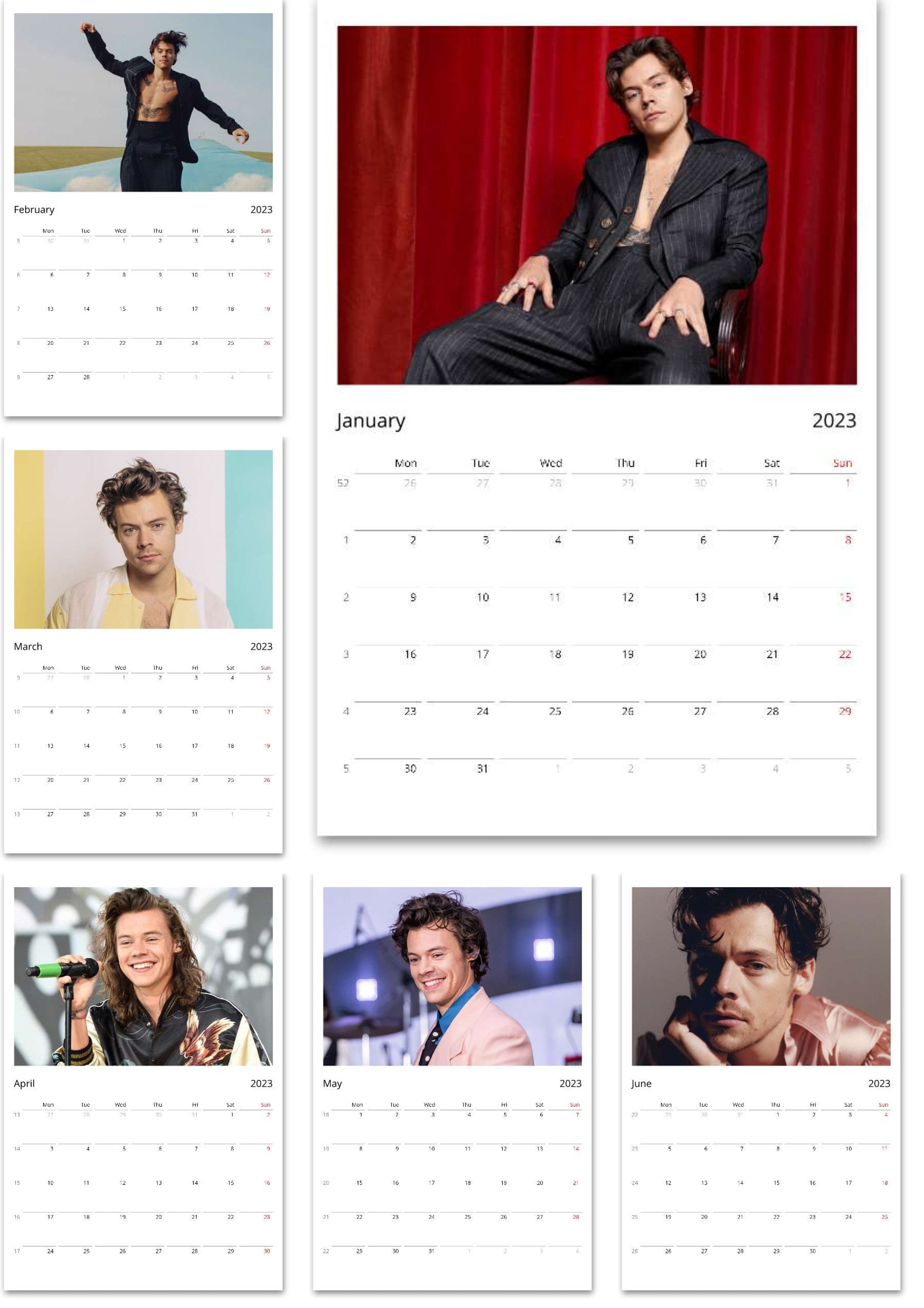 Harry Styles Calendario 2023 Love On Tour One Direction Etsy México