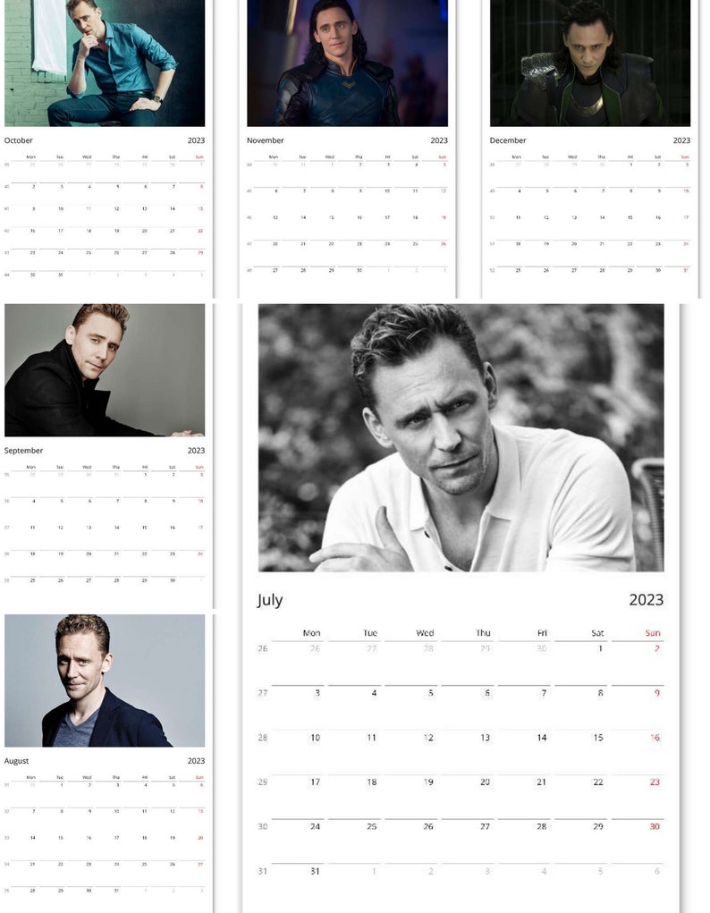 Tom Hiddleston 2023 Wall Calendars Loki Tom Hiddleston Etsy