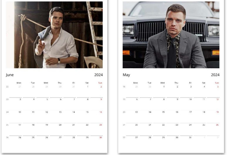 Sebastian Stan Calendar 2024 Wall Calendars 2024 Wall Etsy