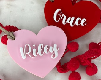 Heart Tags,Valentines Day,Heart Name Tags, Valentine's Day Gifts, Gift Tags, Anniversary Gift, Engraved Name, Personalized Wood Hearts
