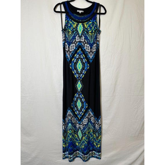 Sandra Darren Women's Sleeveless Geometric Design Slub Knit Maxi Dress Size 6