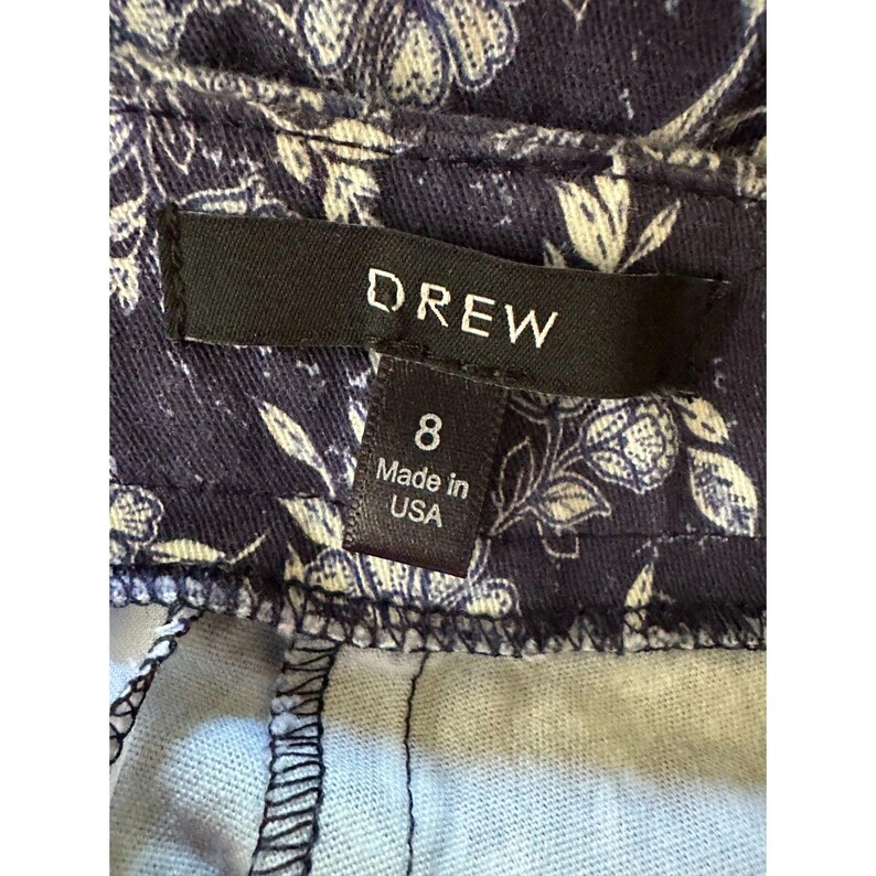 Drew Anthropologie Women's Isabelle Capri Pants Blue Floral Stretch Size 8 image 2