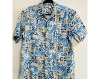 Campia Moda Men's Hawaiian Tropical Camp Button Up Shirt Size L 100% Cotton