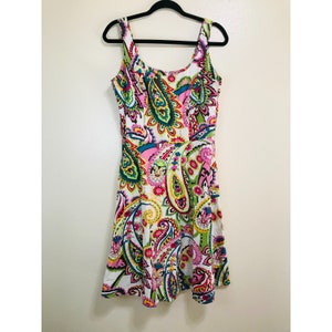 Paisley Fit & Flare Sundress, Size 8