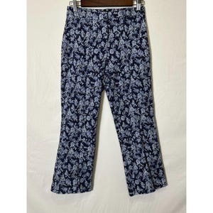 Drew Anthropologie Women's Isabelle Capri Pants Blue Floral Stretch Size 8 image 1