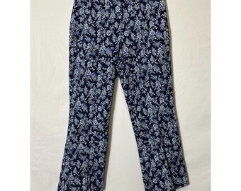 Drew Anthropologie Women's Isabelle Capri Pants Blue Floral Stretch Size 8