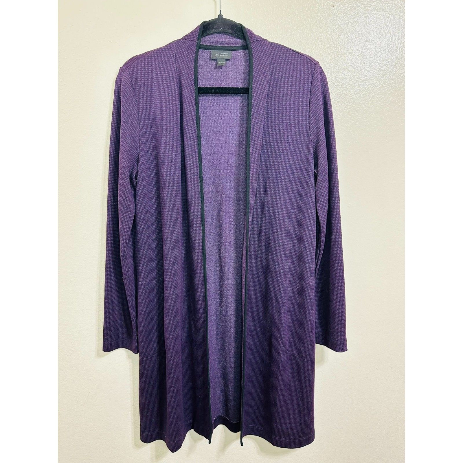 J.Jill 100% Merino Extra Fine Wool Color Block Solid Purple Wool Pullover  Sweater Size M (Petite) - 72% off