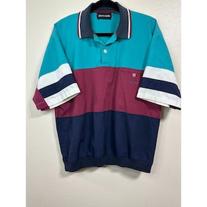 Pierre Cardin Vintage Color Block Men&#39;s Pullover Polo Shirt, Size L