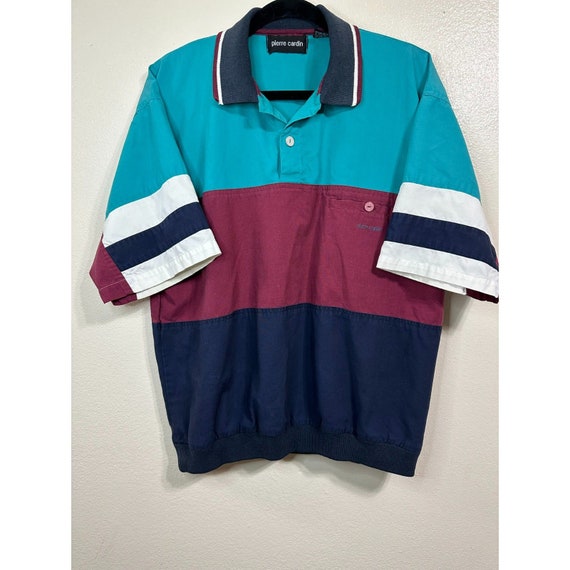 Pierre Cardin Vintage Color Block Men s Pullover Polo Shirt Size L Etsy