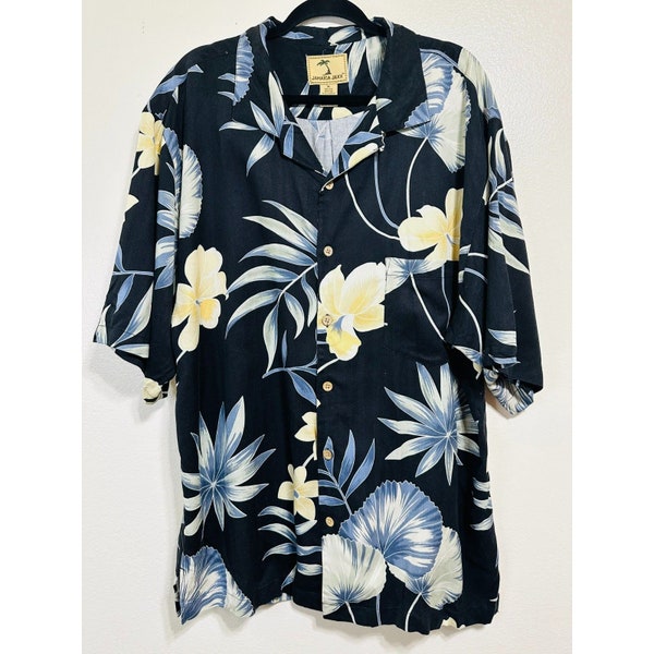 Jamaica Jaxx Men's Silk Floral Button Down Size XL Hawaiian Tropical Camp Shirt