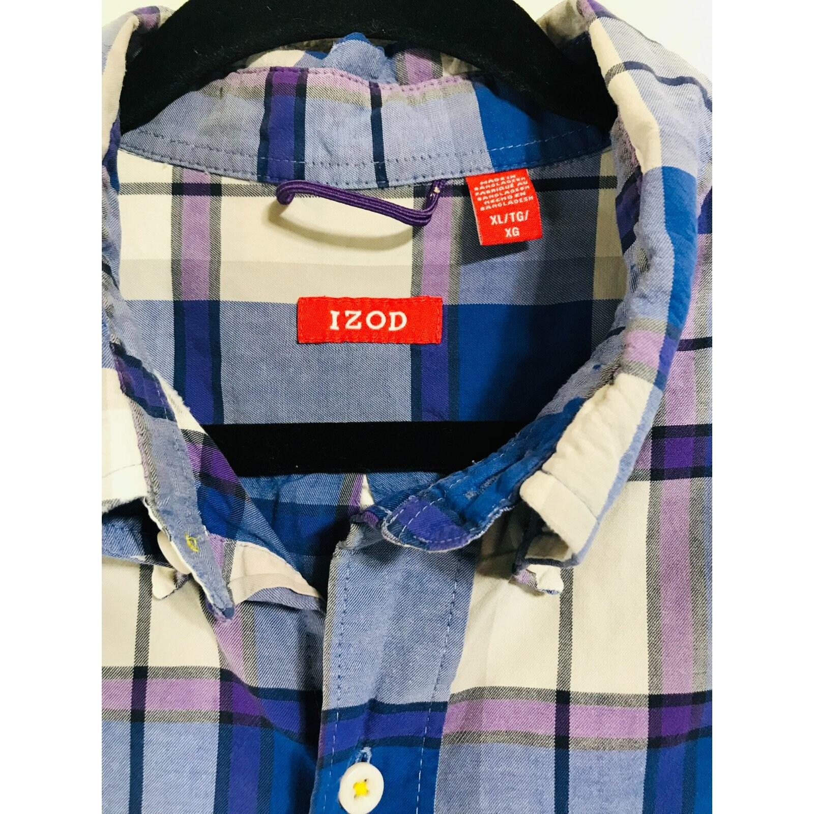 Chemise Homme Vintage IZOD à Carreaux - Taille S - 100% Coton égyptien - Manches Longues