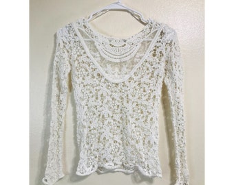 Zara Trafaluc Long Sleeve Lace Top, Size XS