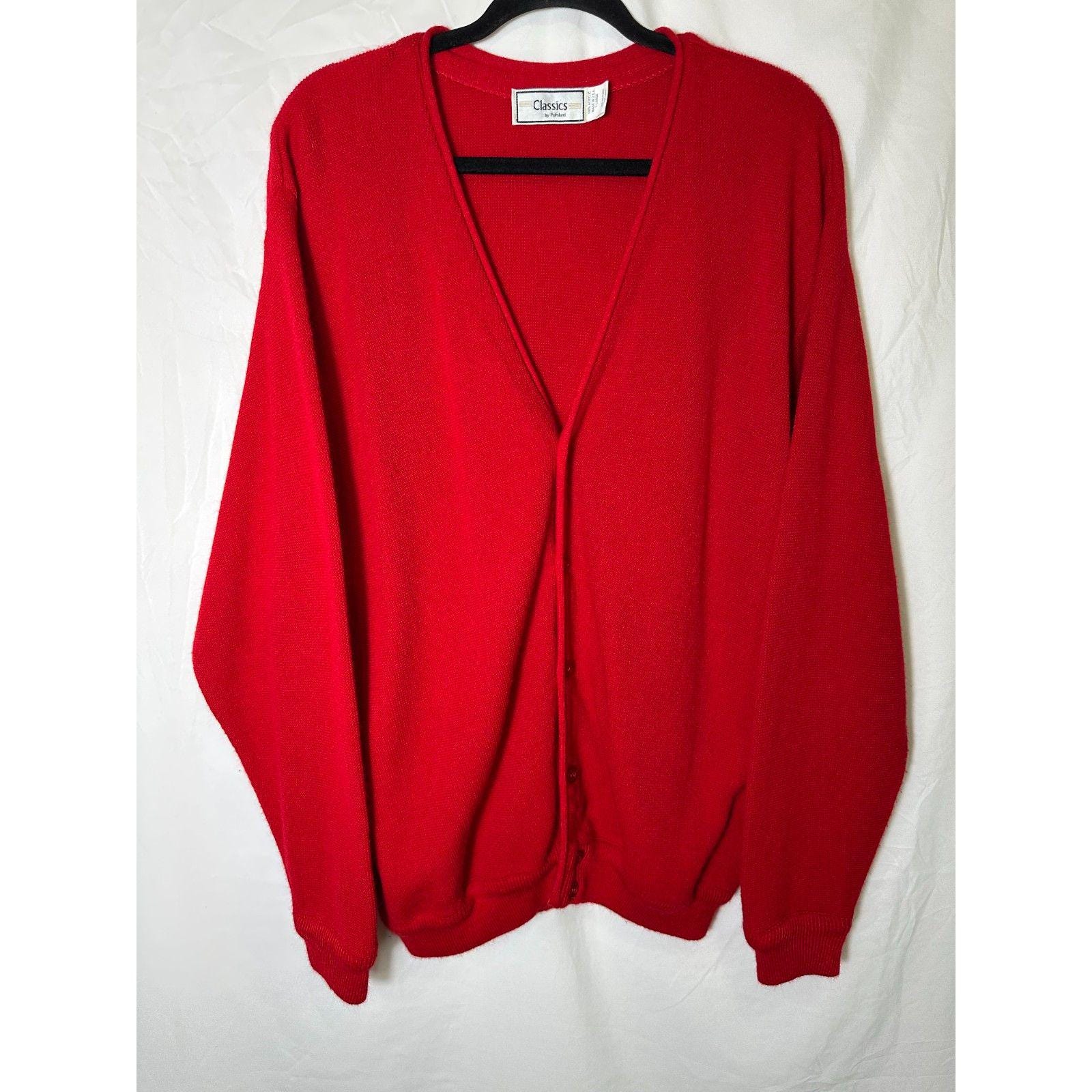 Classics by Palmland Vintage Men's Red Cardigan Sweater Button Front Size XL