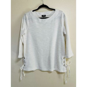 Jones New York Women&#39;s Y2K Lightweight Side Tie 3/4 Sleeve Tunic, Size L