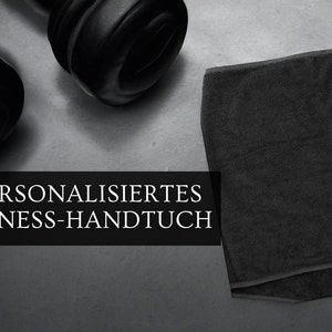 Personalisiertes Fitness-Handtuch Schwarz mit Stick Bild 1