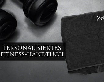 Personalisiertes Fitness-Handtuch Schwarz mit Stick