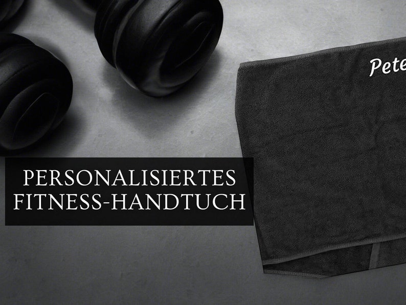 Personalisiertes Fitness-Handtuch Schwarz mit Stick Bild 1