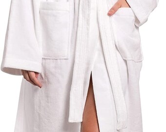 Premium cotton bathrobe personalized with desired name | QUEEN | White | L/XL
