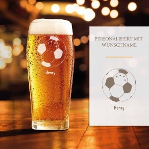 Beer glass football with engraving