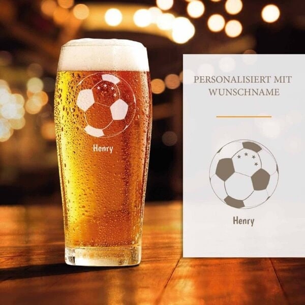 Bierglas Fußball mit Gravur