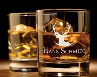 Personalisiertes Whisky Bourbon Glas | Gravur mit Namen | Design: Wild