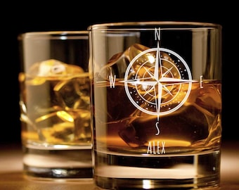 Personalisiertes Whisky Bourbon Glas | Gravur mit Namen | Design: Seefahrt