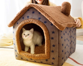 24inch Small Dog & Cat Cute Puppy House with Cushion Bed Outdoor Portable Pet Teepee Dog & Cat Tents Harrage Folding Indoor Dogs House 