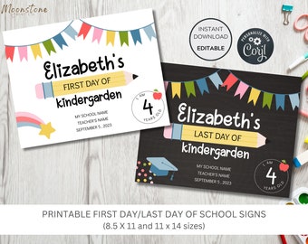 Printable, Editable First Day of Scool and Last Day of School Sign Template, Customize with Corjl, Instant Download, Digital File