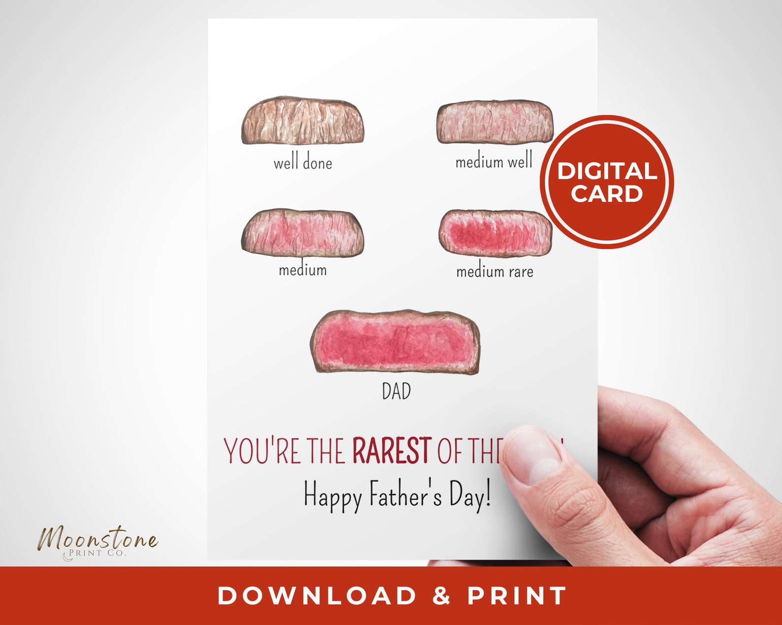 Printable Father's Day Card Meat Lover Steak Father's Day Card Grill