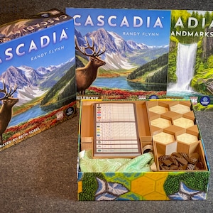 Cascadia-bordspel (past op uitbreiding van bezienswaardigheden) Organizerinzet met verbeterde natuurtokens (spel NIET inbegrepen)