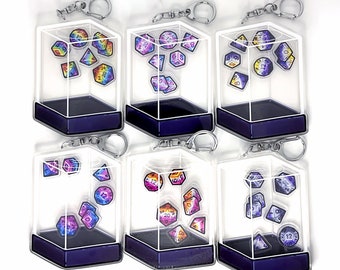LGBT Pride TTRPG Dice Box Shaker Charm Keychain