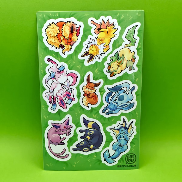 Foglio di adesivi in vinile Sleepy Eeveelutions
