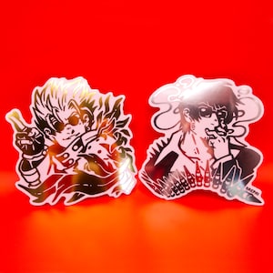 Trigun : Autocollants en vinyle doré/argenté Vash & Wolfwood