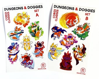 Dungeons & Doggies: Corgi Classes Vinyl Sticker Sheets