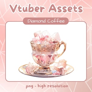 Vtuber diamond coffee. Pngtuber drink asset for Twitch.