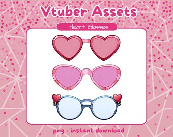 Vtuber heart glasses . Pngtuber valentine outfit assets for Twitch.