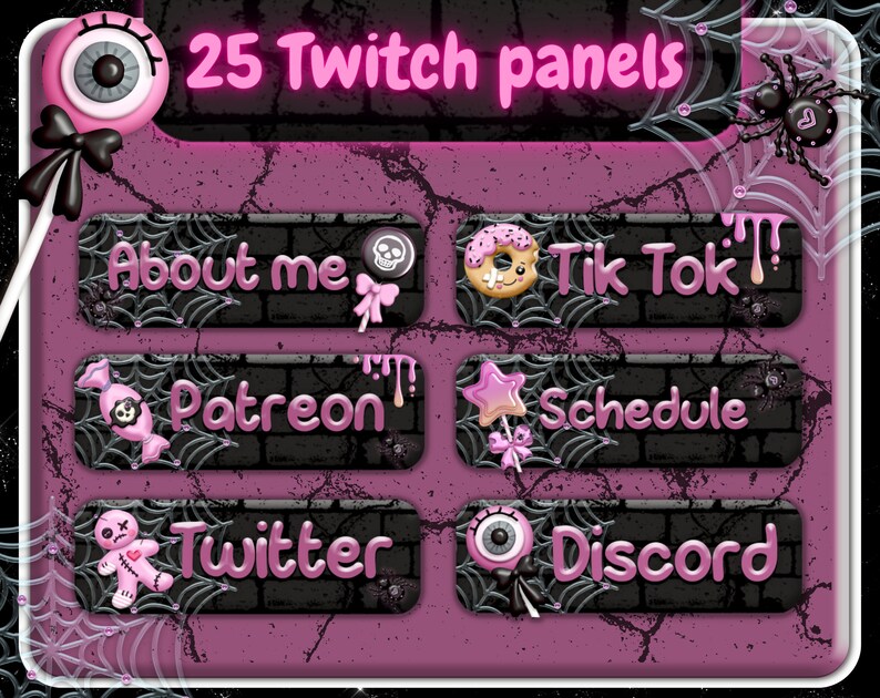 Spooky Candy Twitch Panels Stream Panels Pastel Goth Panels Widgets Etsy