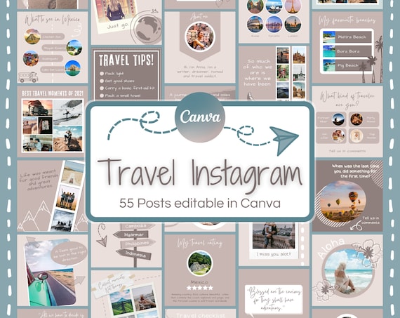 Travel Instagram template, Travel agent canva template, Travel social media template