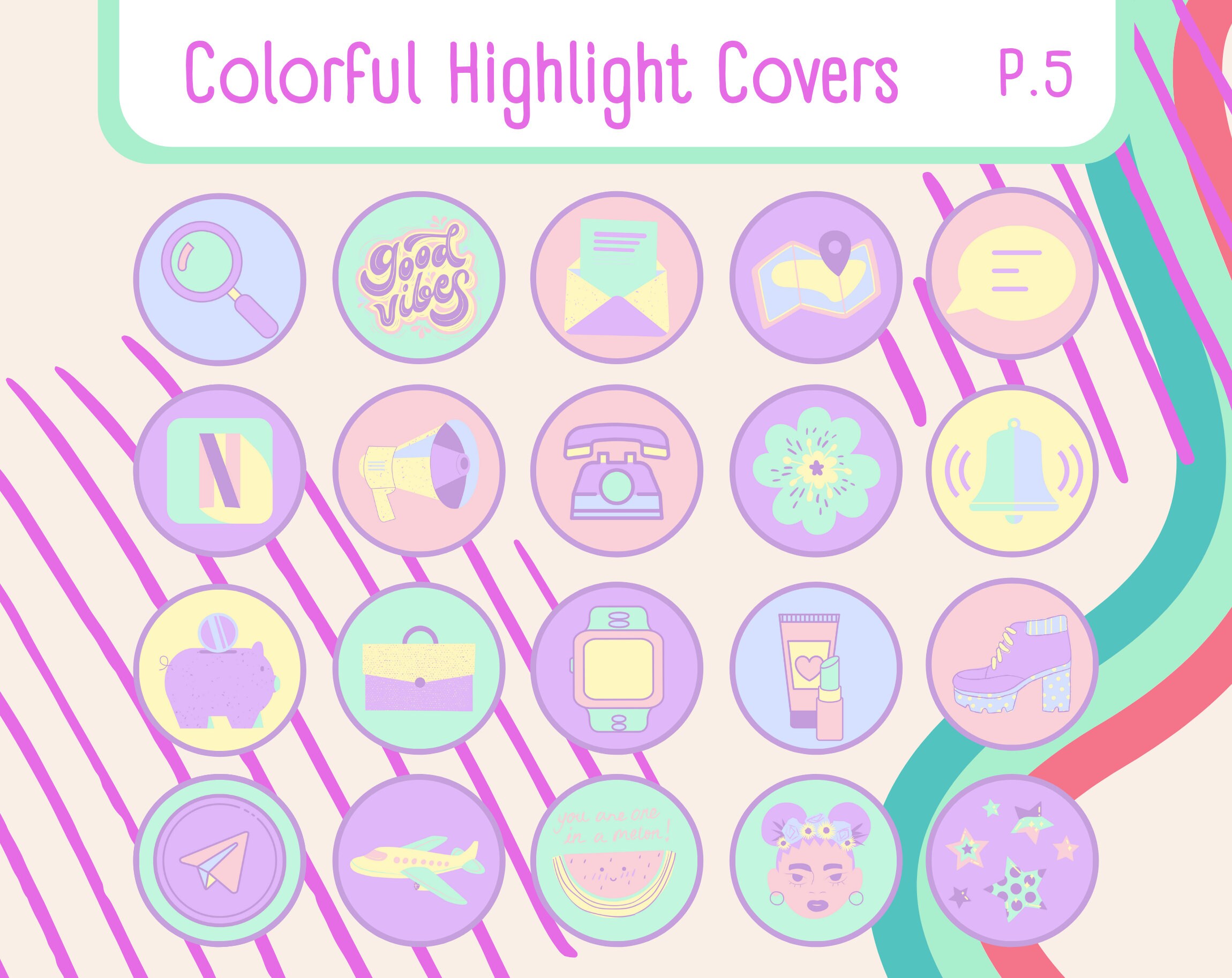 100 Pastel Instagram Highlight Covers. Purple Instagram Etsy