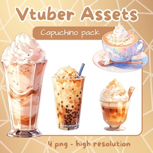 Vtuber capuchino asset. Pngtuber drink asset for Twitch.