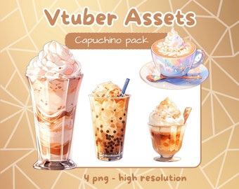Vtuber capuchino asset. Pngtuber drink asset for Twitch.