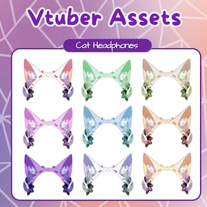 Auriculares de gato de Vtuber. Accesorios de gato de Pngtuber para Twitch. Accesorio para el cabello con orejas de gato de Vtuber.