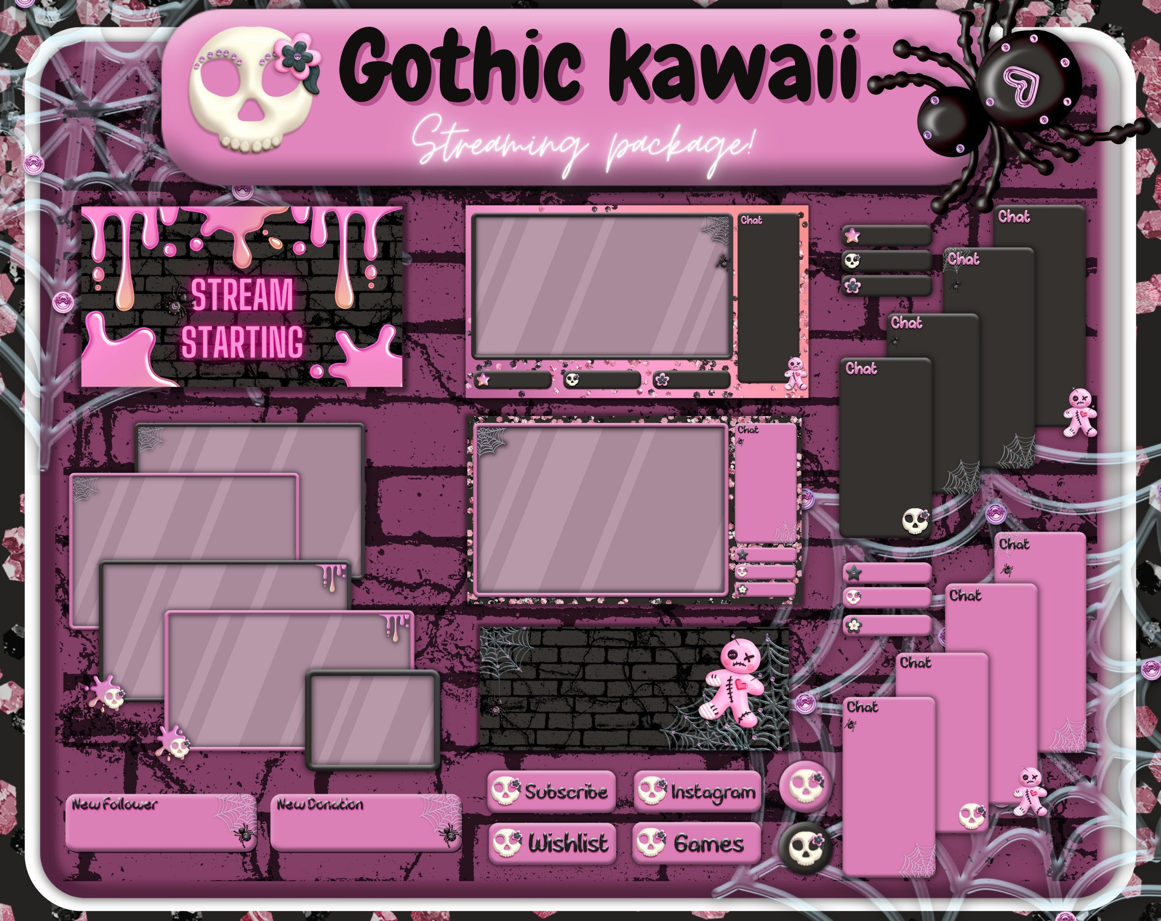 Animated Gothic Vampire Stream Overlay Just Chatting Overlay -  Canada