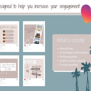 Travel Instagram template, Travel agent canva template, Travel social media template image 4